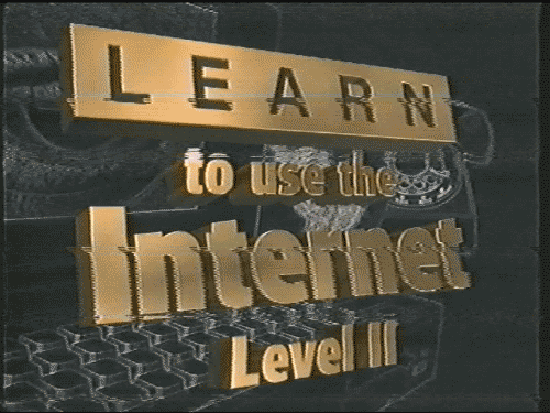 A glitchy image of a screen that says “Learn to Use the Internet, Level 2”